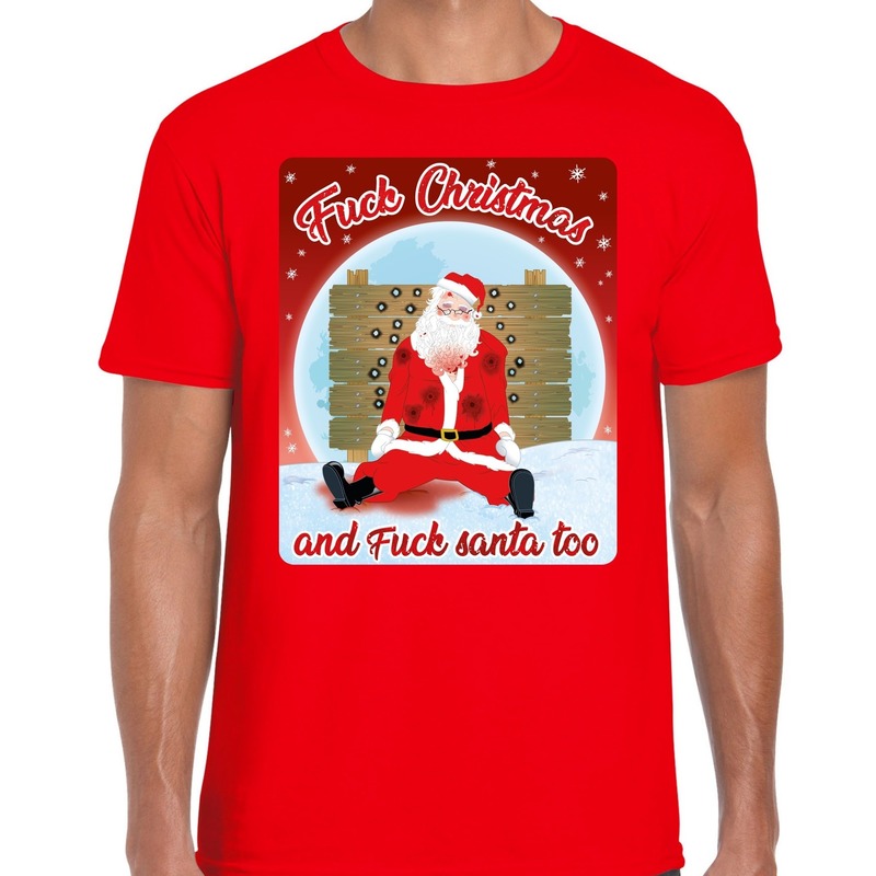 Fout kerst t-shirt fuck christmas rood voor heren