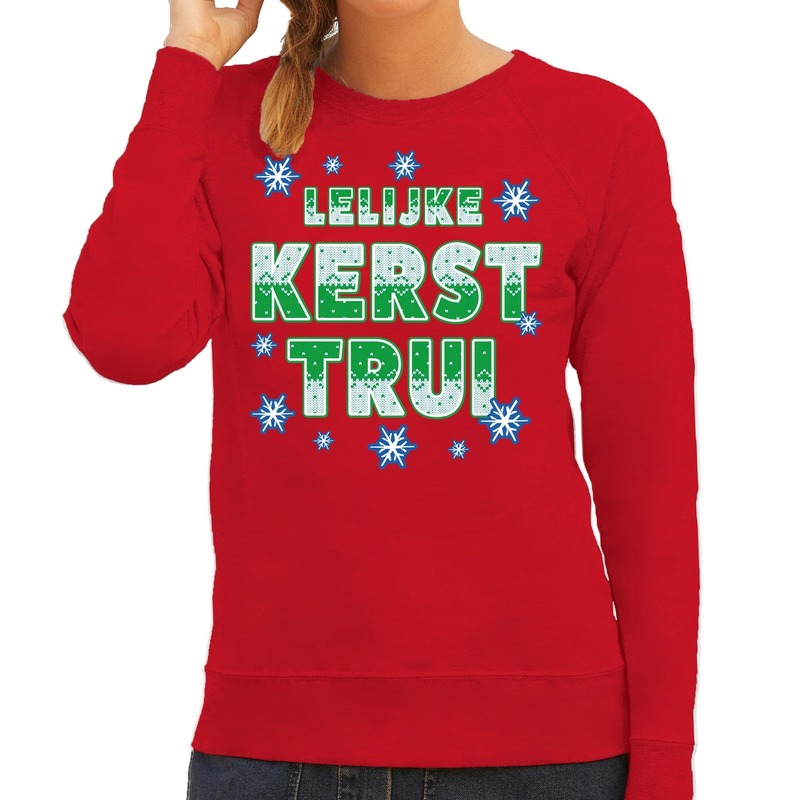 Foute kersttrui - sweater Lelijke kerst trui rood voor dames
