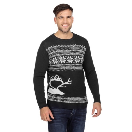 Dark grey Christmas jumper with reindeer for men