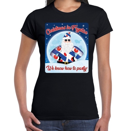 Fout Friesland kerst shirt Christmas in Fryslan zwart voor dames