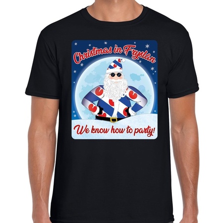 Fout Friesland kerst shirt Christmas in Fryslan zwart voor heren
