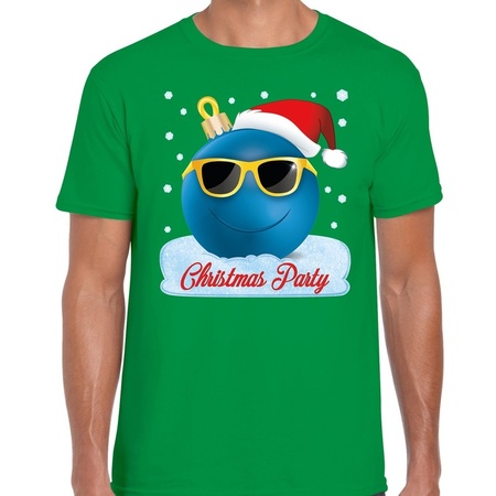 Fout kerst shirt coole kerstbal Christmas party groen voor heren