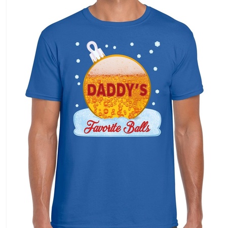 Fout kerst shirt Daddy his favorite balls bier blauw voor heren