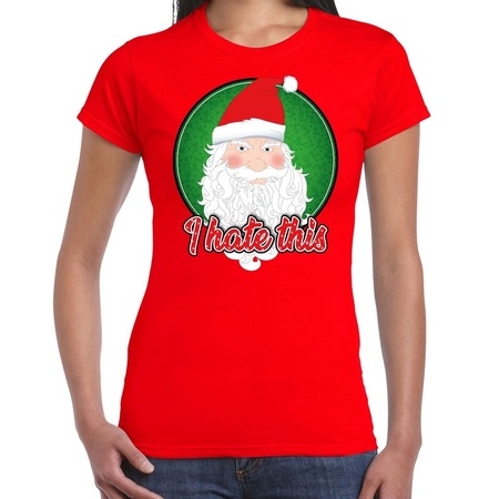 Fout kerst shirt I hate this rood voor dames