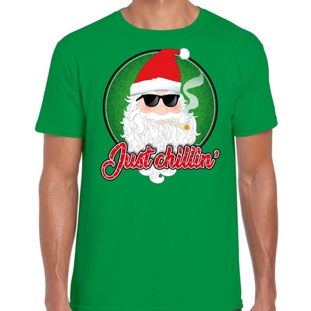 Christmas t-shirt just chillin green for men