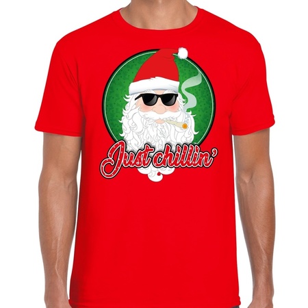 Christmas t-shirt just chillin red for men