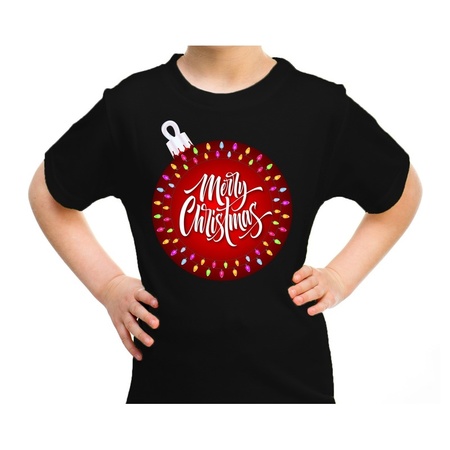 Christmas t-shirt ball merry christmas black for kids