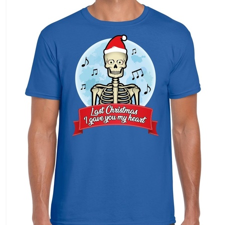 Fout Kerst shirt last christmas i gave you my heart blauw heren