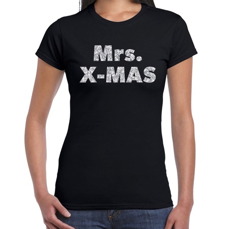 Black Christmas t-shirt mrs x-mas silver women