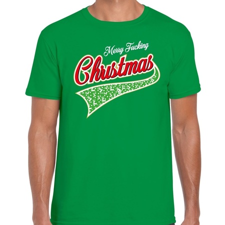 Christmas t-shirt merry fucking Christmas green for men
