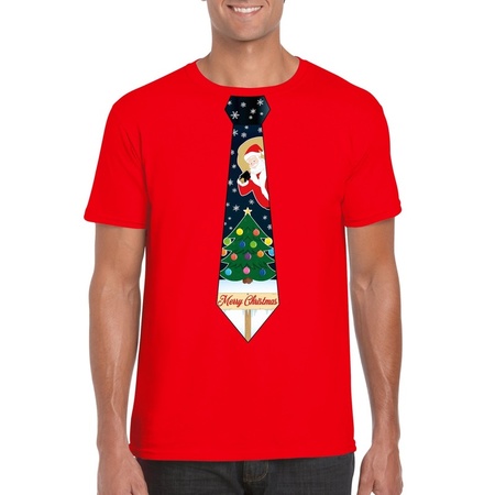 Christmas t-shirt red red Christmas tree tie for men