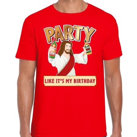 Christmas t-shirt red party Jezus for men