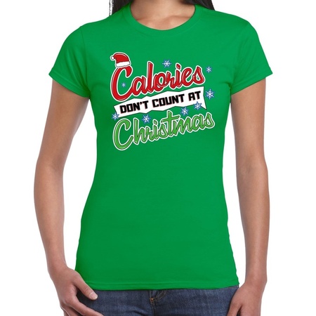 Christmas t-shirt green calories dont count for women