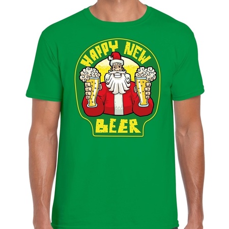 Christmas t-shirt happy new beer green for men