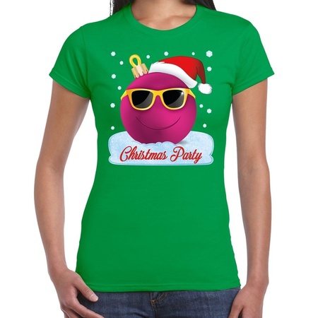 Fout t-shirt Christmas party groen voor dames