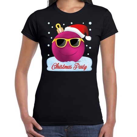 Fout t-shirt Christmas party zwart voor dames