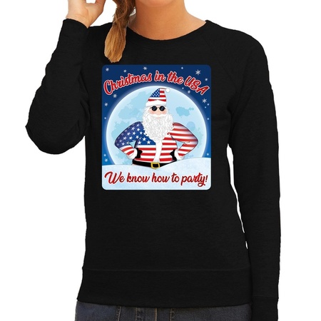 Christmas sweater christmas in USA black for women