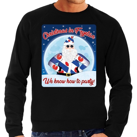 Christmas sweater christmas in Fryslan black for men