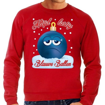 Foute kerst sweater / trui Blauwe ballen rood voor heren