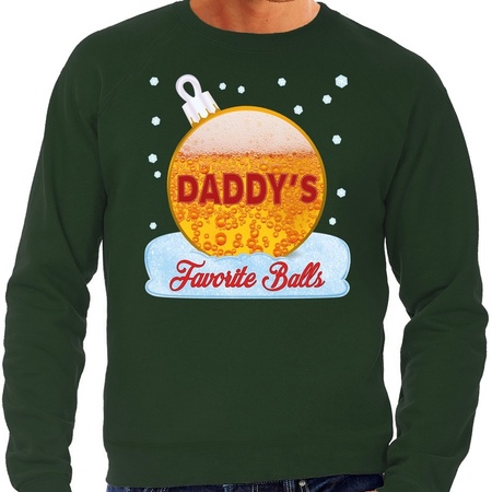 Foute kerst sweater / trui Daddy favorite balls bier groen heren