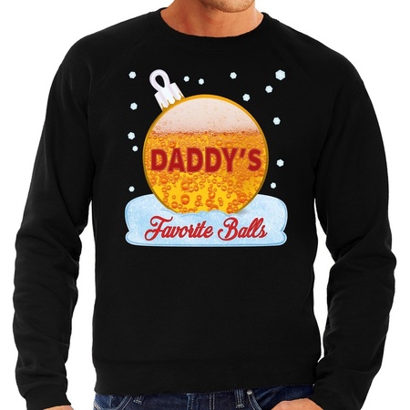 Foute kerst sweater / trui daddy favorite balls bier zwart heren