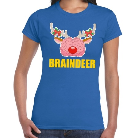 Christmas t-shirt braindeer blue women