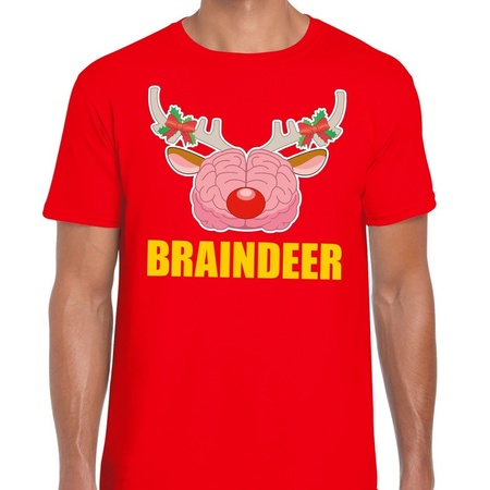 Foute Kerst t-shirt braindeer rood voor heren