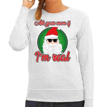 Christmas sweater Ask your mom grey for women