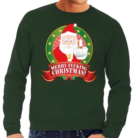 Merry Fucking Christmas sweater green for men