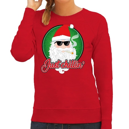 Christmas sweater just chillin red for women