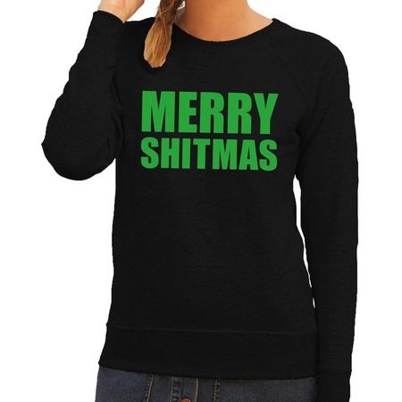 Christmas sweater Merry Shitmas black ladies