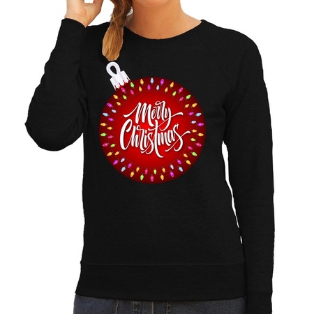 Christmas sweater merry christmas black for women