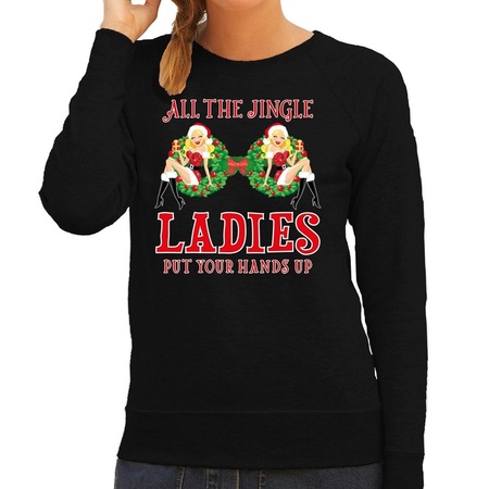 Foute kersttrui / sweater single / jingle ladies zwart dames