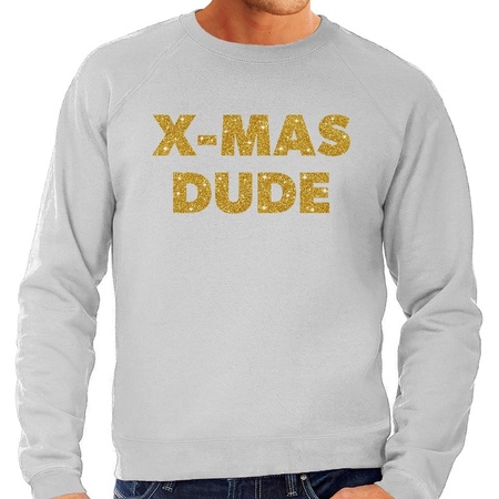 Grey Christmas sweater x-mas dude gold for men
