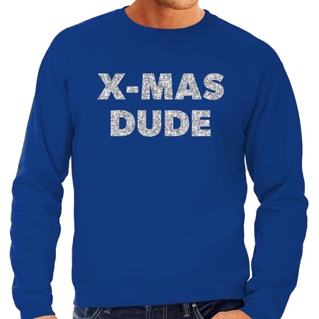 Blue Christmas sweater x-mas dude silver for men