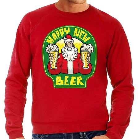 Christmas / newyear sweater happy new beer red for men