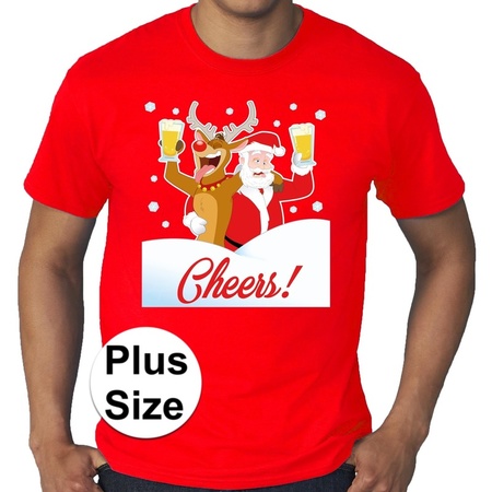Plus size Christmas t-shirt Drunk Santa red men