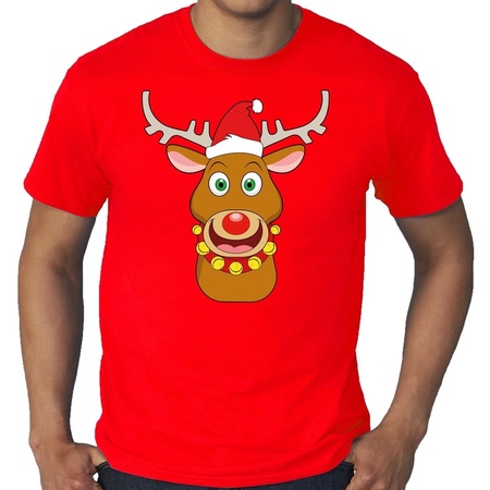 Grote maten fout Kerst shirt Rudolf het rendier rood heren