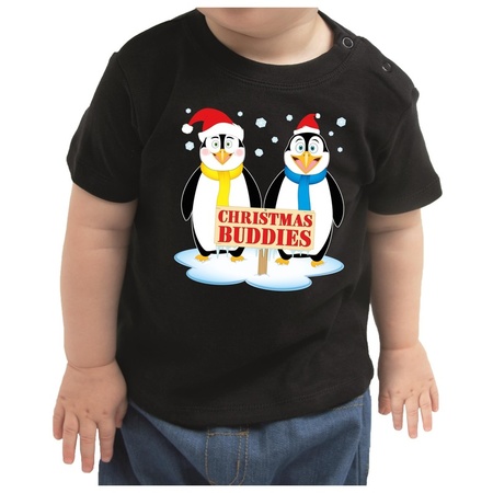 Christmas buddies t-shirt black for baby boy/girl