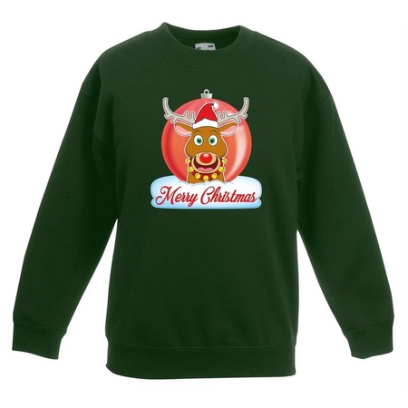 Christmas ball sweater Rudolph green for kids