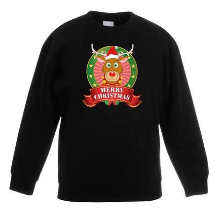 Christmas sweater black with a Rudolph the reindeer for boys and