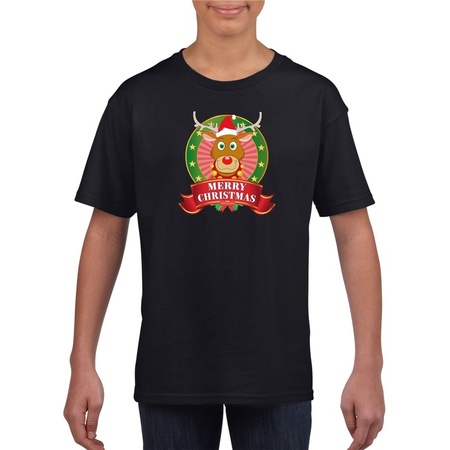 Christmas t-shirt for children black with a reindeer